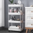thumbnail image 2 of AYktou Home Organizers and Storage Slim Rolling Storage Cart 4 Tier Bathroom Storage Organizer Laundry Room Utility Cart Mobile Shelving Unit Multi Purpose For Kitchen Bathroom Narrow Places, 2 of 6