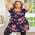 thumbnail image 3 of Tunique Grande Taille pour Femmes Manches Courtes Roses Vertes Hauts 3X Col Rond Vêtements Été Fluide Vêtements de Maternité Chemise, 3 of 6