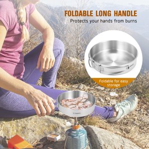 Ustensiles de cuisine extérieure,Avec poignées Mesh Set Pan en acier inoxydable Set avec pot en acier inox Pot en acier Pan Cuissai Set Pan Pan Poignées Mesh Carry 2pcs Iuppa Buzhi Dsfen Argent