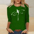 thumbnail image 2 of Pompotops T-shirt Mode Imprimé Ample pour Femmes Manches 3/4 Mi-Longueur Blouse Col Rond Tops Décontractés Liquidation, 2 of 4