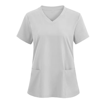 Styesk Scrubs for Women Solid Color Scrub Tops Holiday Cute Nurse Scrubs V Neck Stretchy Short Sleeve Scrubs Comfy Soft Uniform Workwear with Pockets