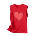 thumbnail image 3 of UPPADA Débardeurs pour Femmes Grande Taille Décontractés Sans Manches T-Shirts Graphiques T-Shirts Surdimensionnés Hauts Tee Cœur Hauts Sans Manches T-Shirts Graphiques Chemises Rouge,P, 3 of 4