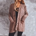 thumbnail image 4 of MeetoTime Women's Cable Knit Cardigan Fall Long Sleeve Open Front Button Down Sweater Knitwear Coat, 4 of 6