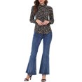 thumbnail image 2 of INSPIRE CHIC Chemise Boutonnée pour Femme à Petites Fleurs à Manches Longues Col en Pointe Haut de Bureau S Noir Rouge, 2 of 7