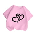 thumbnail image 3 of PMVFHDE T-Shirts Fille T-Shirt Enfant Filles Mignon Graphique Col Rond Manches Courtes Tee Été Décontracté T-Shirt Rose, 8-9 Ans, 3 of 5