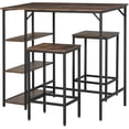 thumbnail image 1 of HOMCOM 3 Pieces Bar Height Dining Table Set with Storage Shelf & 2 Stools, 1 of 10