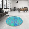 thumbnail image 4 of Ahgly Company Tapis d'Intérieur Ronds Transitionnels Lavables à la Machine Bleu Ivy Blue, 4 Pieds Rond, 4 of 7