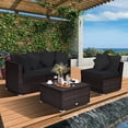 thumbnail image 2 of Costway 4PCS Patio Rattan Furniture Set Sofa Ottoman Cushion Garden Deck Black, 2 of 10