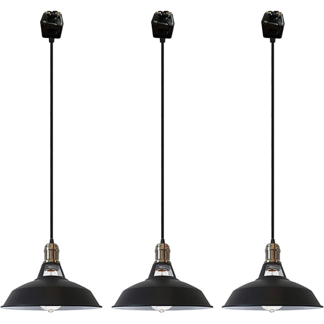 FSLiving J Track Pendants Lighting Iron Art Iron Macaron Black Decoratefor Instant Pendant Light for Cabinet Kitchen Island Customizable Track Lighting Bulbs Not Included - 3 Lights