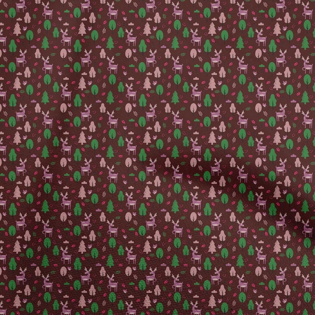 oneOone Cotton Poplin Maroon Fabric Kids Sewing Material Print Fabric By The Yard 42 Inch Wide