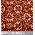 thumbnail image 1 of Soimoi Rouge Poly Georgette Tissu Multicolore Mandala Impression Tissu de Couture Yard 42 Pouces de Large, 1 of 5