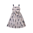 thumbnail image 2 of Robe Fille à Bretelles Nœud Papillon Rayée Robe d'Été Coton Confortable Sans Manches 7 Ans, 2 of 6