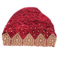 thumbnail image 1 of Turban Head Wrap, Muslim Turban Hat Multicolor Floral Design Stylish Exquisite Comfortable Breathable  For Daily Wear For Worship Wine Red, 1 of 8