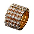 thumbnail image 1 of Maytalsory Bague en Cristal Extensible de Luxe Unique pour Déclaration d'Amour Bague Incrustée à la Mode Dorée 5 Rangées 1 Ensemble, 1 of 6