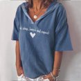 thumbnail image 5 of Mode Femme Décontractée Manches Courtes Col en V Imprimé Lettre T-Shirt Blouse, 5 of 5