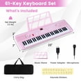 thumbnail image 2 of Costway 61Key Keyboard Piano for Beginners,Electric Portable Digital Piano with Music Stand Pink, 2 of 10