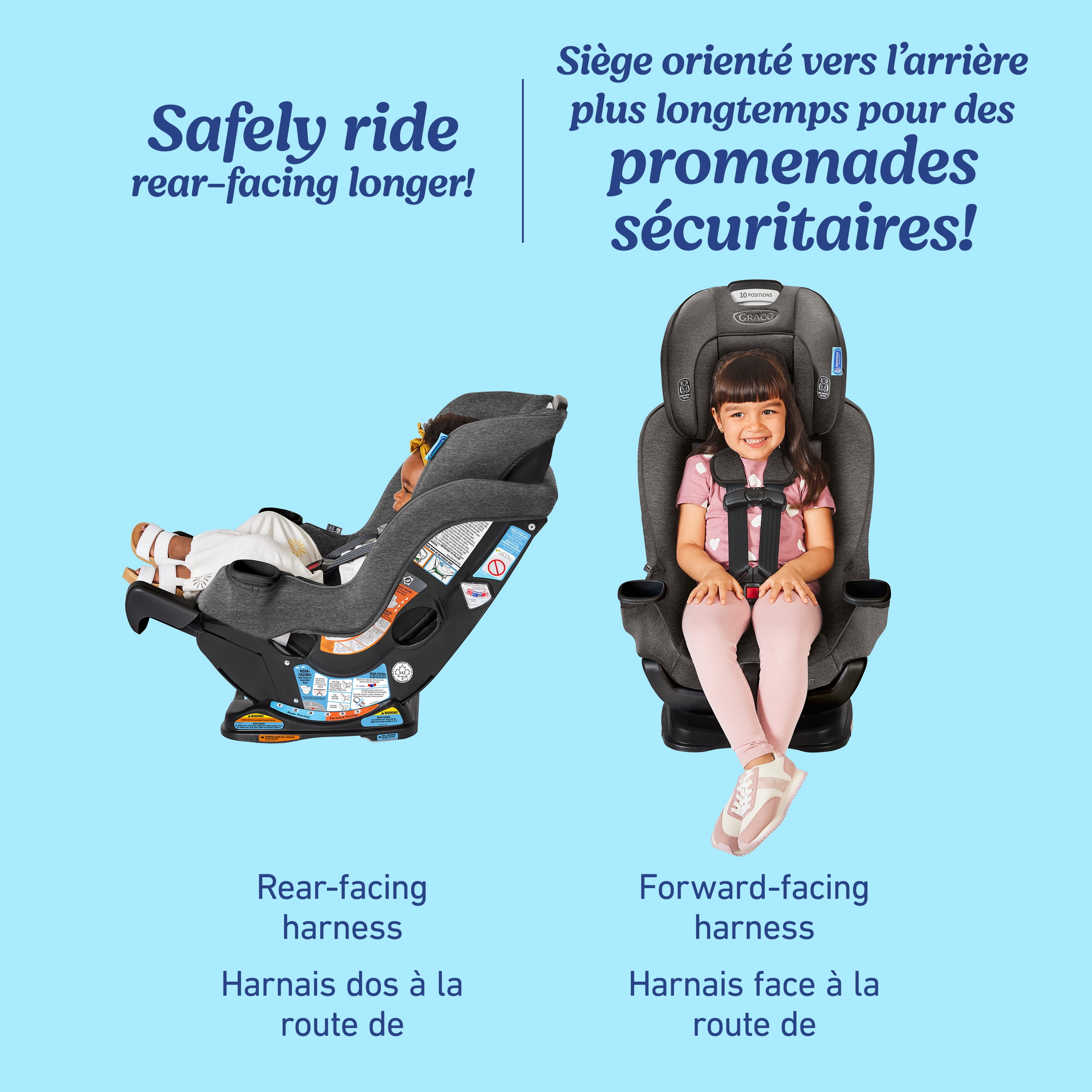 Graco Extend2Fit Siège d'Auto Convertible, Siège d'Auto pour Bébé 2-en-1 Orienté vers l'Avant & vers l'Arrière, 1.8-30 kg (4-65 lb), Talia