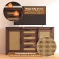 thumbnail image 4 of AECOJOY 55'' Rattan Sideboard Buffet Cabinet with 4 Drawers, 2-Sliding Doors Wicker Kitchen Storage Cabinet for Dining Room, Living Room in Brown, 4 of 9