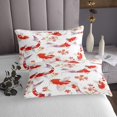 thumbnail image 3 of Erosebridal Oriental Koi Fish Coverlet Set King,Japanese Style Bedding Set,Red Floral Decor,Ultra Soft,3 Pieces, 3 of 5