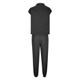 thumbnail image 4 of Timegard Ensembles Lounge pour Femmes, Hauts Courts à Manches Cap, Pantalons à Bas Resserré avec Poches, Tenues Amples de Couleur Unie, 4 of 4