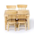thumbnail image 4 of 5x Dining Table Chair Model Set 1:12 Dollhouse Miniature Furniture Wooden Decor, 4 of 8