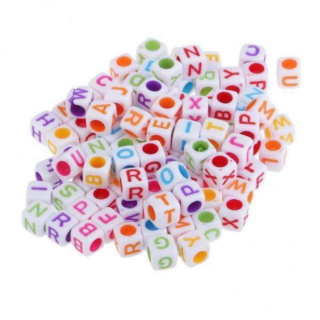 veasfak 2-5pack 100 Pieces Cubed English Alphabet Beads for Children Educational Toy 4 Pcs