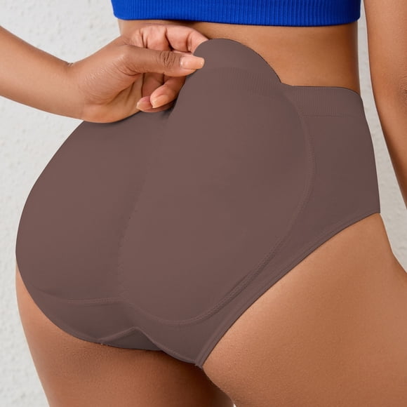Fnhpitd Padded Underwear for Women Shaper Shorts And Boyshort with Butt Pads Women's Solid Colour Detachable Hip Pad Shaping Underwear Pants, Under $5 Detachable Butt Lifter Brown
