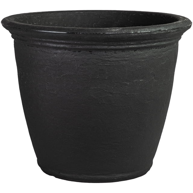 Sunnydaze Jardinière d'Extérieur à Double Paroi Résistante aux Intempéries en Anjelica - 20 Pouces - Fini Noir Mat