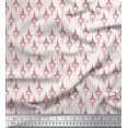 thumbnail image 1 of Soimoi Toile de Voile de Coton Rouge Flèche, Coeur & Eiffel Tour Architecturale Tissu Imprimé 1 Yard 42 Inch Wide, 1 of 3