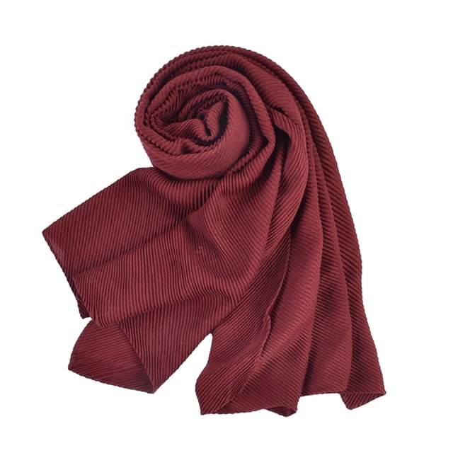 Youkk Classic And Fashionable Solid Color Scarf For Women Any Occasion R Single Color And Pleated Scarf Winered