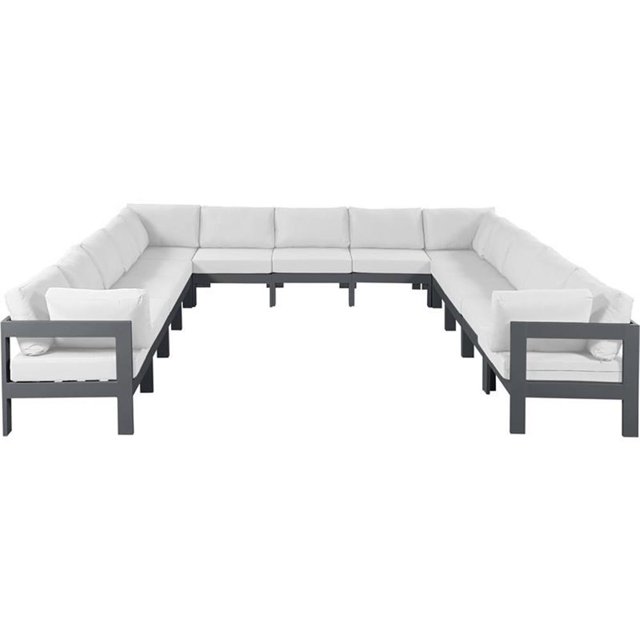 Meridian Furniture Nizuc Sectionnel Modulaire de Patio Extérieur Blanc