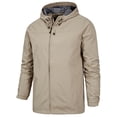 thumbnail image 1 of MAWCLOS Men's Lightweight Long Sleeve Hooded Jacket Work Drawstring Windbreaker Khaki 4XL, 1 of 2