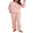 thumbnail image 2 of Peluche de Femmes de Couleur Unie à Manches Longues et Pantalons Pyjamas Ensembles Hiver Chaud Femmes Cadeau, 2 of 7