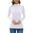 thumbnail image 2 of MSJUHEG Womens Tops Plus Size Tops For Women Autumn And Winter Solid Color High-Neck Basic Base Shirt Workout Tops For Women White Xl, 2 of 5