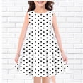 thumbnail image 2 of vdgthytj Girls Summer Midi Dresses Kids Round Neck Polka Dots Sleeveless A-Line Flowy Knee Length Dress 4-14 Years, 2 of 3