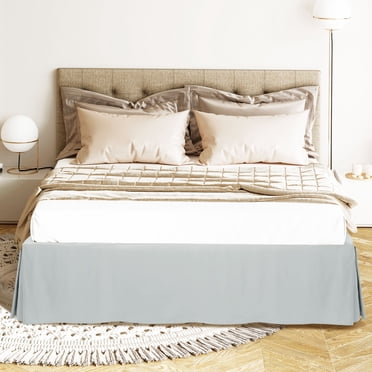 PiccoCasa Jupe de Lit en Microfibre Double Brossage avec Volant Anti-Poussière, Très Grand Gris Pâle