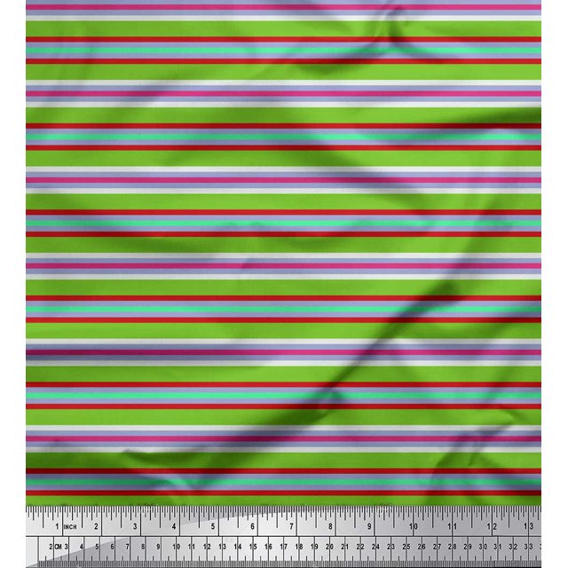 Soimoi Georgette Viscose Fabric Horizontal Stripe Decor Fabric Printed Yard 42 Inch Wide