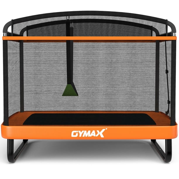 Trampoline Enfant GYMAX 3-6 Ans - Pliable Avec 20 Lumières LED, Barre De Maintien Mousse, Tapis 63 Cm, Sécurité Sans Ressort - Intérieur/Extérieur - 25 Kg