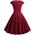 thumbnail image 4 of TIMIFIS Robe à Manches Courtes pour Femmes, Style Rétro Vintage des Années 1950, Robe de Cocktail Évasée, Robe à Pois Audrey, Robe d'Été Décontractée, Robe Trapèze, Robe de Travail, Robes d'Invitée de Mariage, Été, 4 of 5