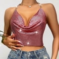 thumbnail image 1 of Neewe Women Sequins Halter Top Shiny Body Chain Top Sparkle Solid Color Club Party Rave Outfits, 1 of 1
