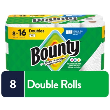 Bounty Essuie-Tout 8 Rouleaux (l'Équivalent de 16 Rouleaux Réguliers)