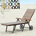 thumbnail image 4 of Topbuy Lot de 2 Chaises Longues Pliantes d'Extérieur en Rotin, Fauteuils Inclinables Rembourrés avec Roues et Coussin Brun, 4 of 10