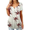 thumbnail image 2 of T-shirt Imprimé Femme Été Rond T-shirt Imprimé Femme Col Rond Manche Courte Blouse Haut Ample, Blanc, TTG, 2 of 8