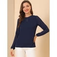 thumbnail image 2 of INSPIRE CHIC Junior's Chiffon Shirt Long Sleeves Keyhole Neck Blouse, 2 of 6