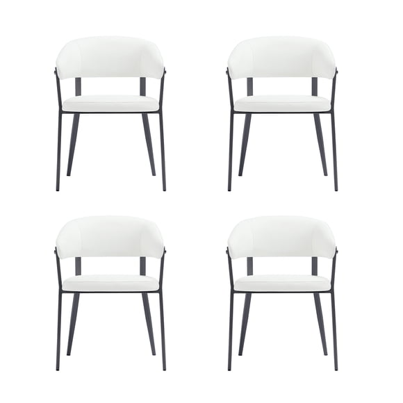Belle White Textured Leatherette Dining Chair with Metal Legs - Set of 4