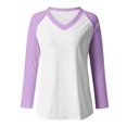 thumbnail image 4 of FAIWAD Women’s Color Block Tunic Top Long Sleeve Patchwork V Neck Plus Size Pullover Top, 4 of 4