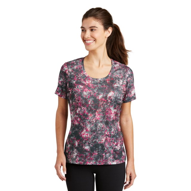 Discontinued Sport-Tek ® Ladies Mineral Freeze Scoop Neck Tee. Lst330 S Pink Raspberry