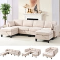 thumbnail image 2 of Puremind Modular Sectional Sofa with Storage, U/L Shaped Sectional Couch with Movable Ottoman, Convertible Sleeper Sofa for Living Room/Apartment, Beige, 2 of 6