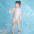 thumbnail image 2 of DecSea Baby Girls Cute One Piece Swimsuit UPF 50+ Floral Print Long Sleeve Ruffled Swimwear Bathing Suit, 2 of 9