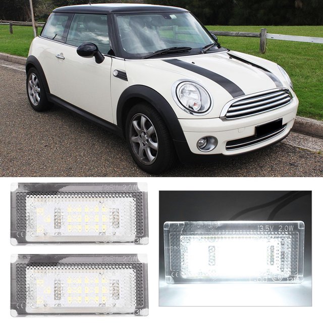 Lampe de Plaque d'Immatriculation, 1 Paire 12V 18 SMD LEDs Plaque d'Immatriculation Lampe Adaptée pour S R53 2001-2006